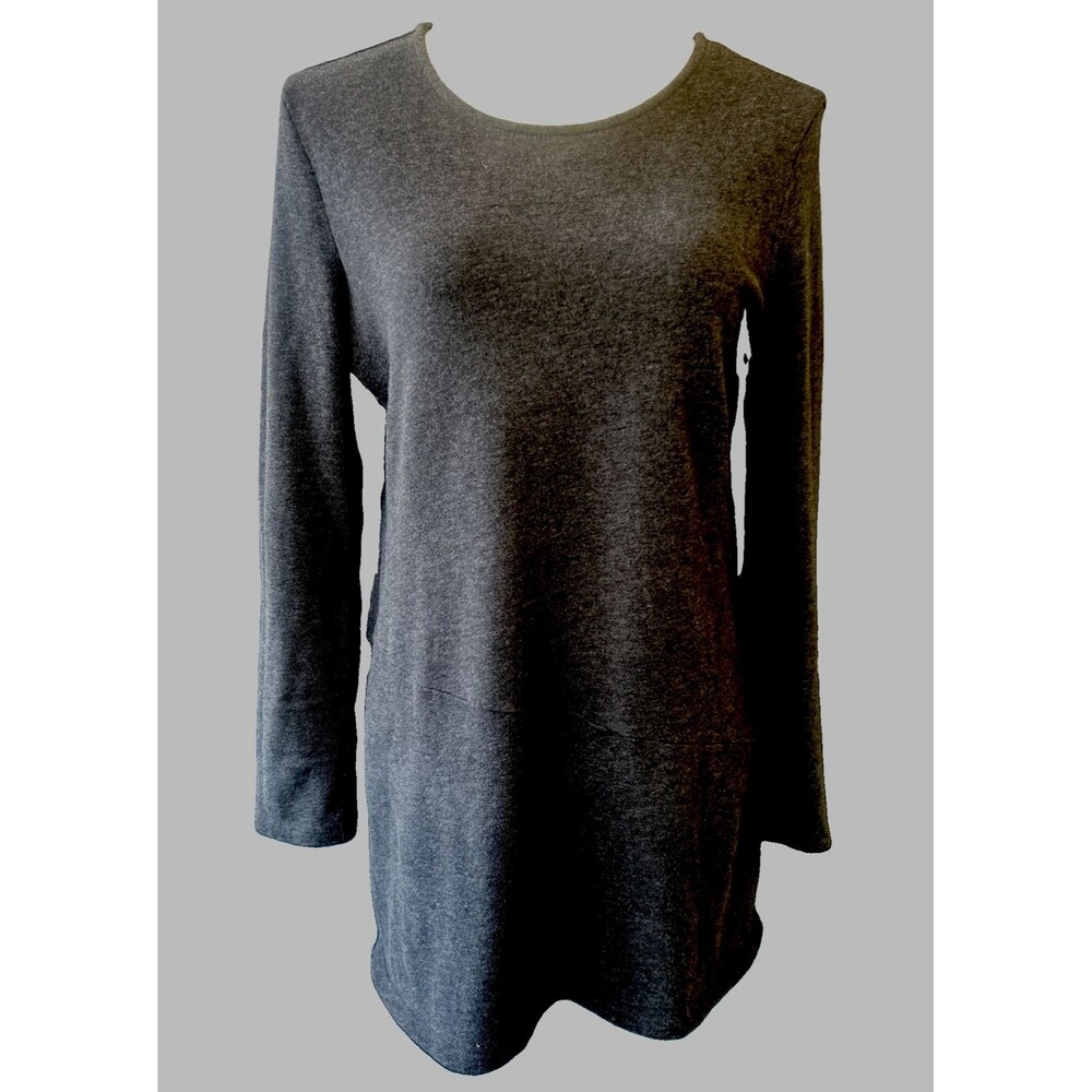 Pure Jill Soft Touch Cotton S Knit Charcoal Gray Long Sleeves Tunic Sweater